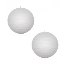 16" Paper Lantern White Twin Pack Irregular Ribbing 